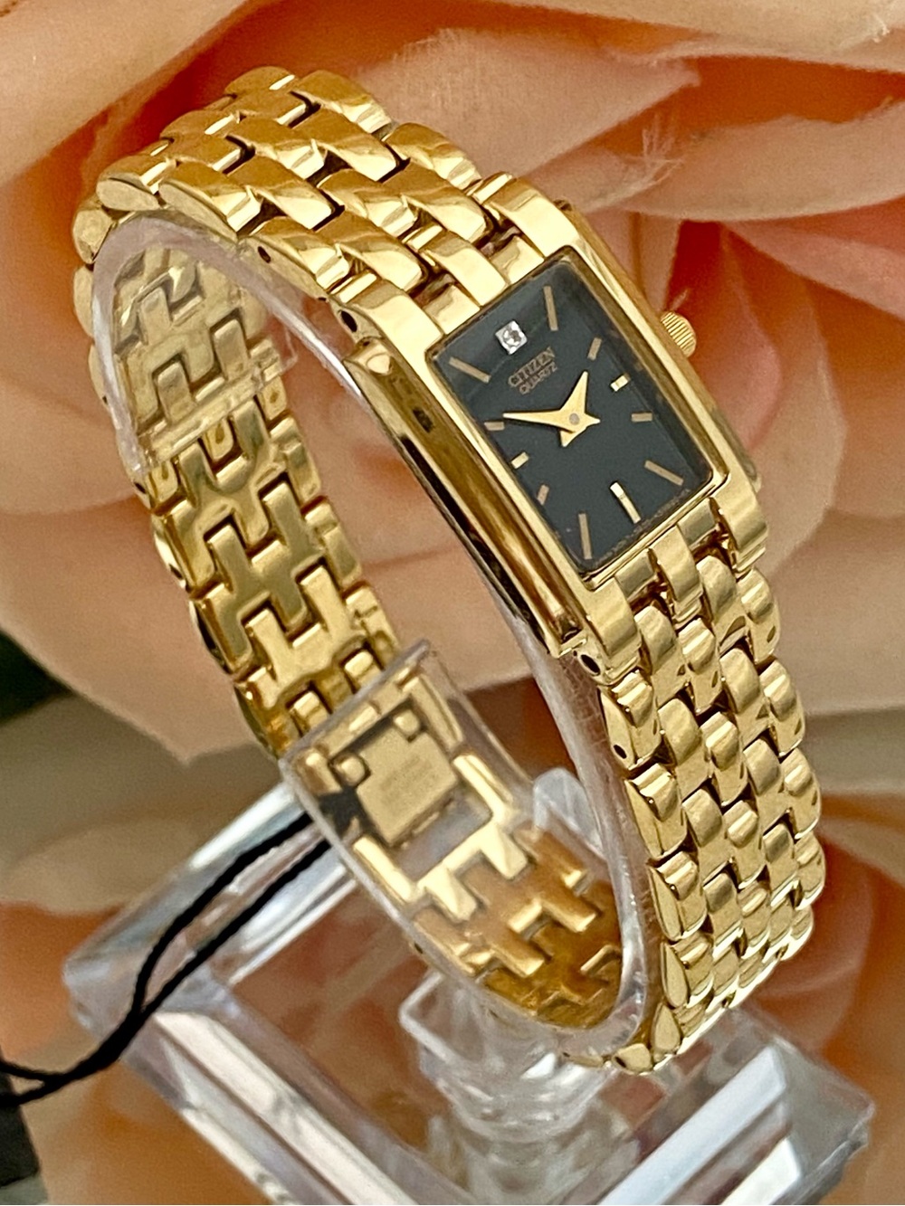 Vintage Citizen Diamond Accented Dial Tank Style Dress Watch with Box - Picture 5 of 16